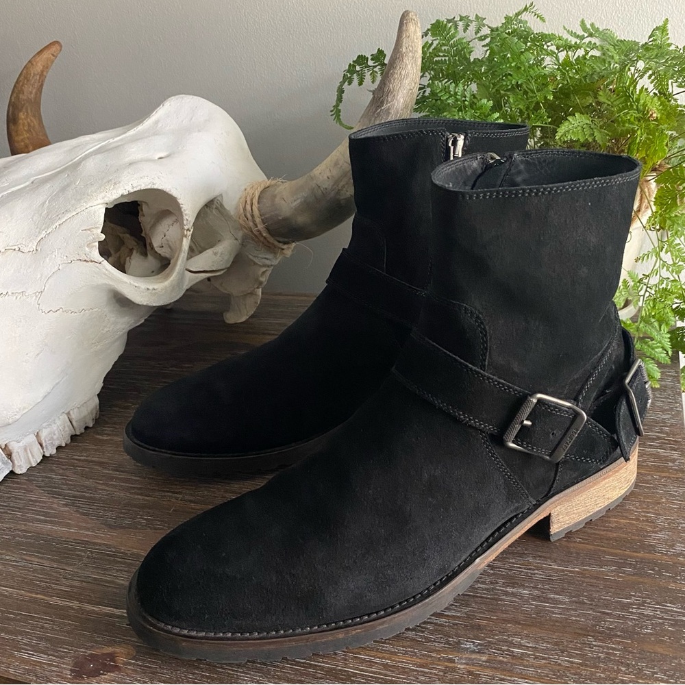 Belstaff Trialmaster Black Suede Moto Engineer Zip Up Boots Italian Mens EU 44 - Picture 2 of 13